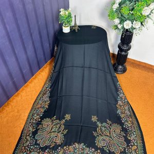 Kashmiri Handmade Emdroided 4 side Border With Big bouti Shawl